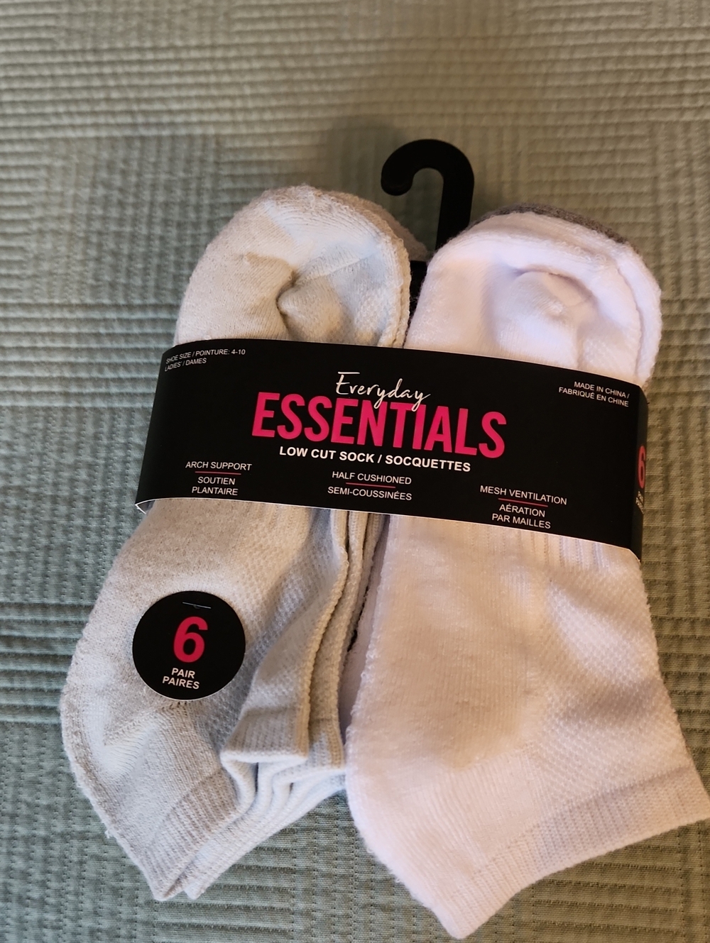 Women's Low Cut Socks - White & Light Gray (6 Pack)